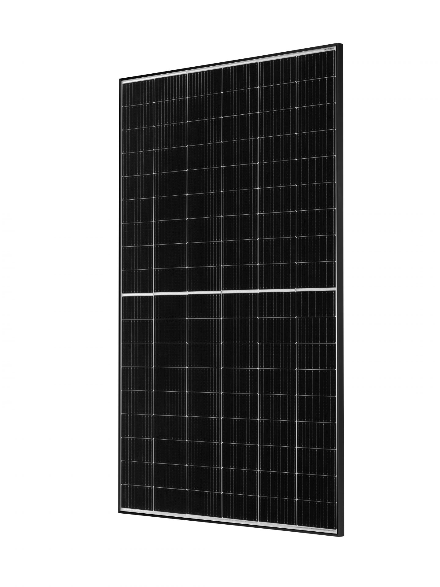 Eine schwarze Solarpanel mit rechteckigem Gittermuster.